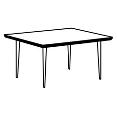 wooden table isolated on white. Line art kid's coloring page