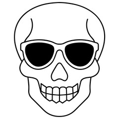 human skull vector illustration. Line art kid's coloring page