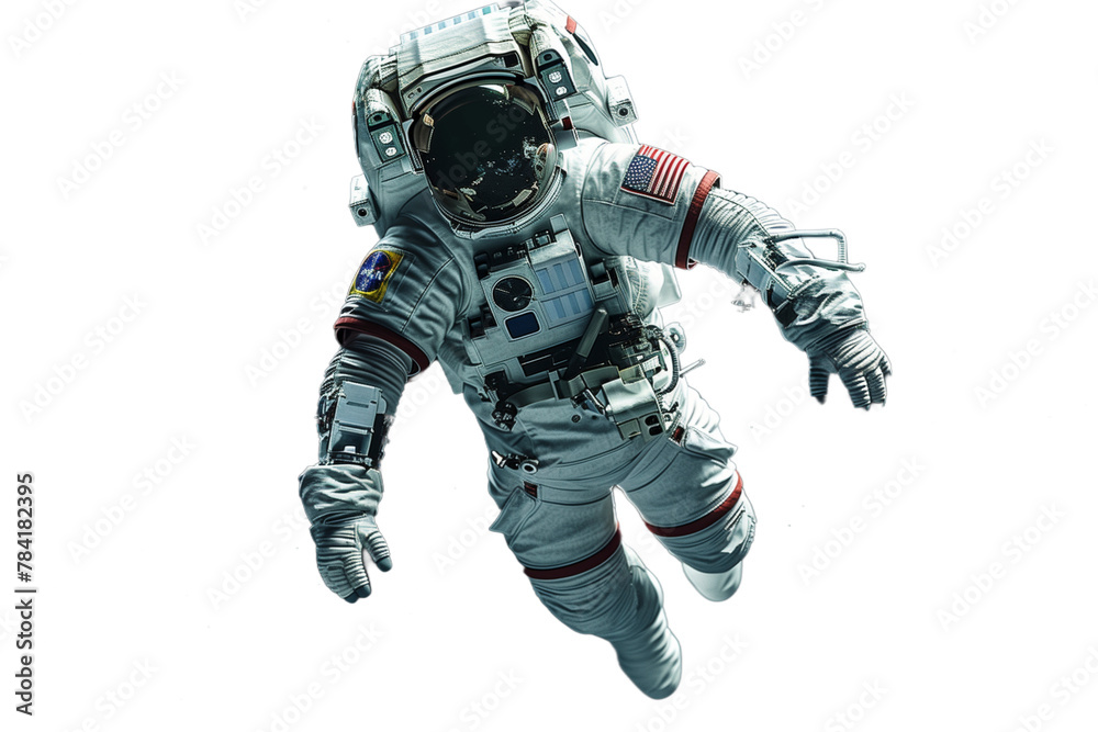 Wall mural astronaut floating in space on transparent background png file