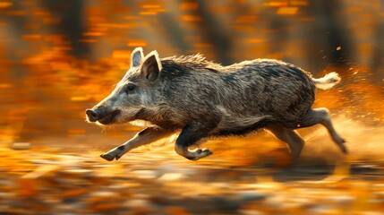 Ferral Hog Running created with Generative AI Technology, ai, generative