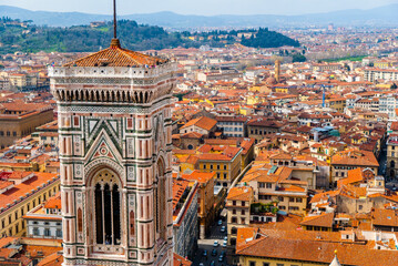 Florence, Italy - May 15 2013: The panorama view of Florence from the top of the Cathedral of Santa...