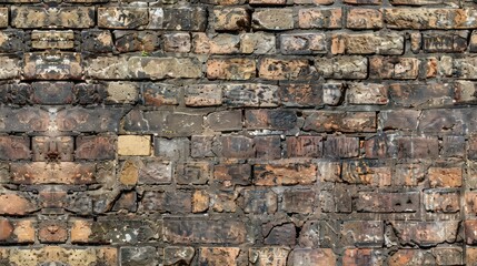 Antique brick wall, panoramic view. Grunge stone texture. tile 