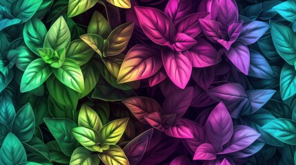 Basil Flower neon Color illustration photo tile