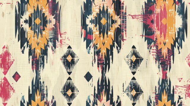 Beautiful figure tribal African  seamless pattern traditional on cream background.tile 