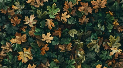 Seamless Green forest floor, fall leaf texture for wall and floor tile background tile