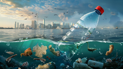City Issue: Plastic Pollution Ocean - obrazy, fototapety, plakaty