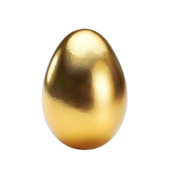 Beautiful one big realistic 3D Easter egg painted on gold with soft shadows isolated on white paper background - high quality greeting card template in vector with amazing shiny surface
