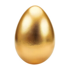 Beautiful one big realistic 3D Easter egg painted on gold with soft shadows isolated on white paper background - high quality greeting card template in vector with amazing shiny surface