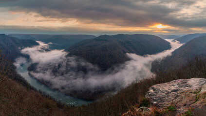 Breathtaking Sunrise Over New River Gorge, West Virginia