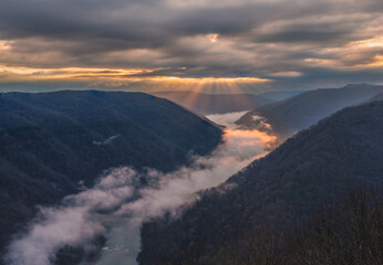 Breathtaking Sunrise Over New River Gorge, West Virginia