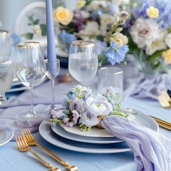 table setting for a dinner. Generative AI