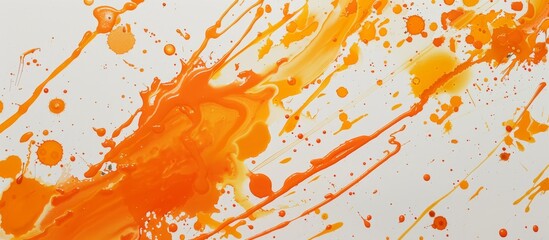 A painting consisting of orange paint stroke on a clean white background, showcasing vivid contrast and simplicity