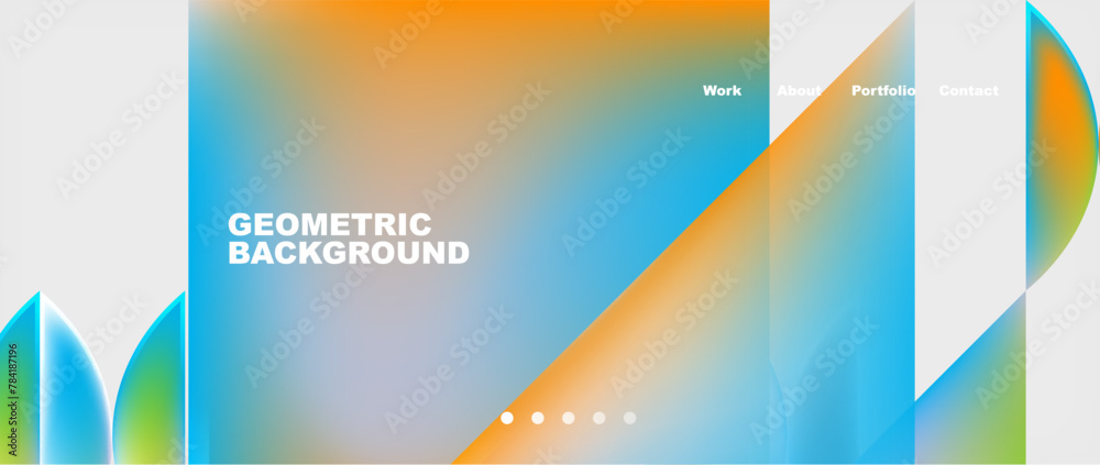 Poster it is a geometric background with a gradient of blue and orange . high quality