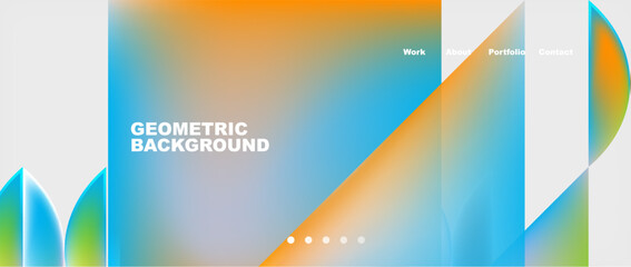 it is a geometric background with a gradient of blue and orange . High quality
