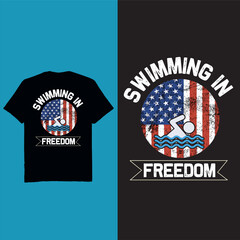 Swimming in freedom - t shirt design vector