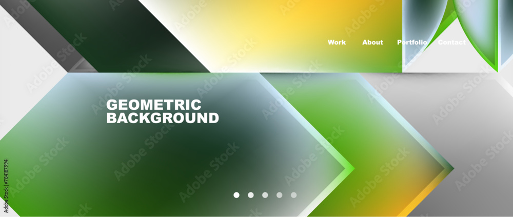Aufkleber a modern geometric background featuring green and yellow arrows on a white backdrop. the design incl