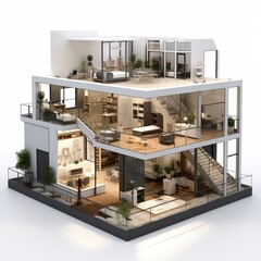 illustration of Urban Loft-3D rendering of a modern urban loft pre, Generative ai