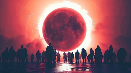 poster of the red solar eclipse - obrazy, fototapety, plakaty