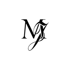 Initial Mixed Letter Logo. Logotype design. Simple Luxury Black Flat Vector MJ