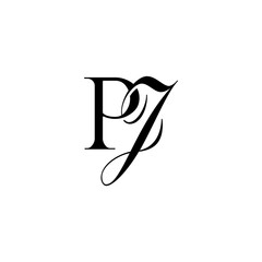 Initial Mixed Letter Logo. Logotype design. Simple Luxury Black Flat Vector PJ