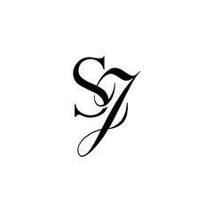 Initial Mixed Letter Logo. Logotype design. Simple Luxury Black Flat Vector SJ