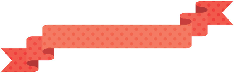 ドット柄のシンプルなリボンの単品イラスト8（赤）