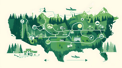 Vibrant Illustrated Road Trip Itinerary of the Northwest Region