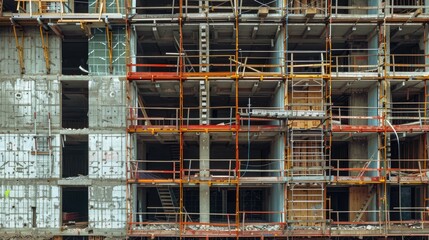Abstract photo of construction site, Building under construction, Generative AI