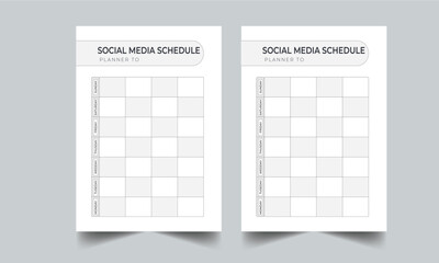 Social Media Schedule Planner Template Set, Minimalist planner pages templates, Daily planner bundle set.