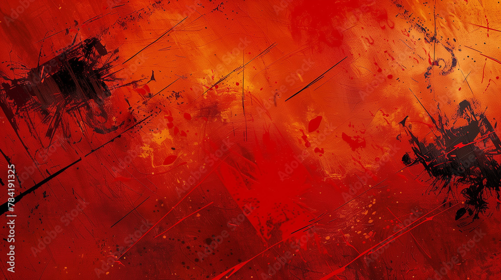 Poster abstract background image with red and orange colors using harsh lines and shapes representing anger