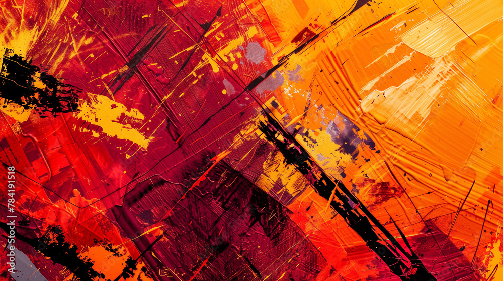 Poster abstract background image with red and orange colors using harsh lines and shapes representing anger