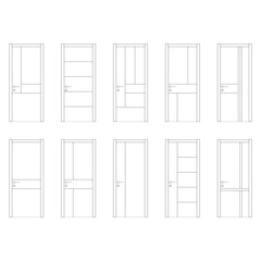 Minimalist doors set graphic black white isolated sketch illustration vector, EPS 10.