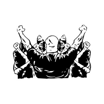 hooligan ultras crowded vector illustration images black and white color