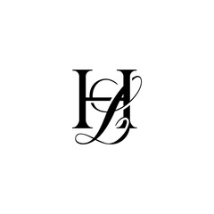 Initial Mixed Letter Logo. Logotype design. Simple Luxury Black Flat Vector HL