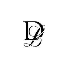 Initial Mixed Letter Logo. Logotype design. Simple Luxury Black Flat Vector DL