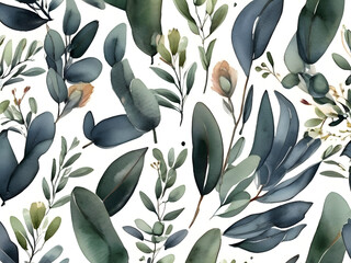 Watercolor floral illustration set - collection, for wedding stationary, greetings, wallpapers, fashion, background. Eucalyptus, leaves, wallpaper, 