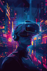 Immersive virtual reality gaming experience with futuristic graphics and interactive gameplay