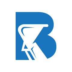 Letter B Excavator Logo for Construction Company. Excavator Machine Symbol