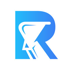 Letter R Excavator Logo for Construction Company. Excavator Machine Symbol
