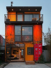 Modern shipping container house combines functionality and environmental consciousness in a tiny house with innovative and sustainable architecture