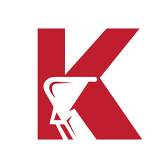 Letter K Excavator Logo for Construction Company. Excavator Machine Symbol