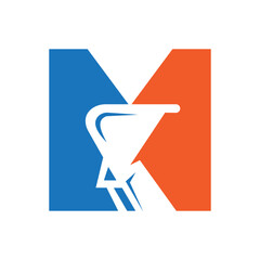 Letter M Excavator Logo for Construction Company. Excavator Machine Symbol