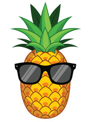 hipster pineapple with cooling glasses vector