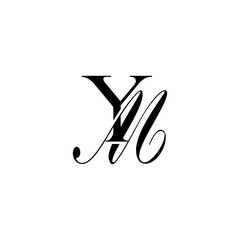 Initial Mixed Letter Logo. Logotype design. Simple Luxury Black Flat Vector YM