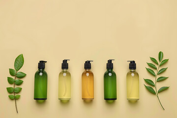natural eco friendly bottle cosmetics isolated on light colored background, mock up for design