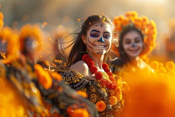 Tableaux ronds sur plexiglas Carnaval  sugar skull makeup