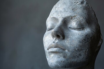 A modern art sculpture featured in a studio-lit fashion photography setup  isolated against a stark grey background.