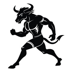 silhouette of a running minotaur, ancient creature vector