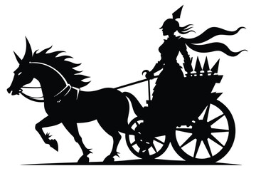 silhouette of a warrior on a war chariot vector