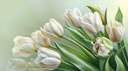 Spectacular Spring flowers,Bouquet of white and ping tulips, Present gift for Mother's day